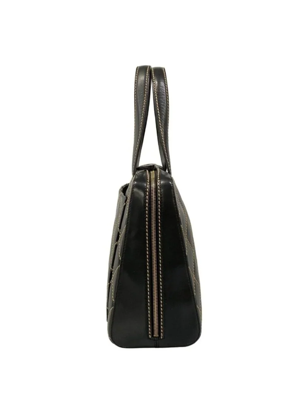 Chanel Handbag Wild Stitch Black Matte Gold Leather